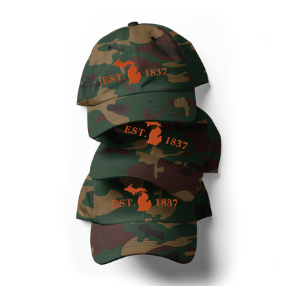 Michigan 'EST 1837' Camouflage Cap (Didone Font)