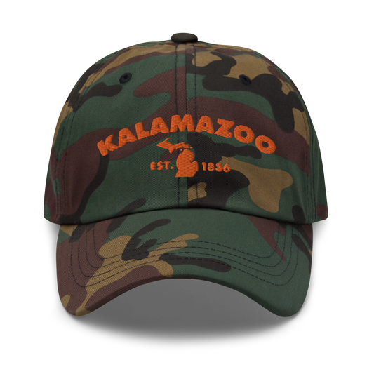 'Kalamazoo EST. 1836' Camouflage Cap (Geometric Sans Font)