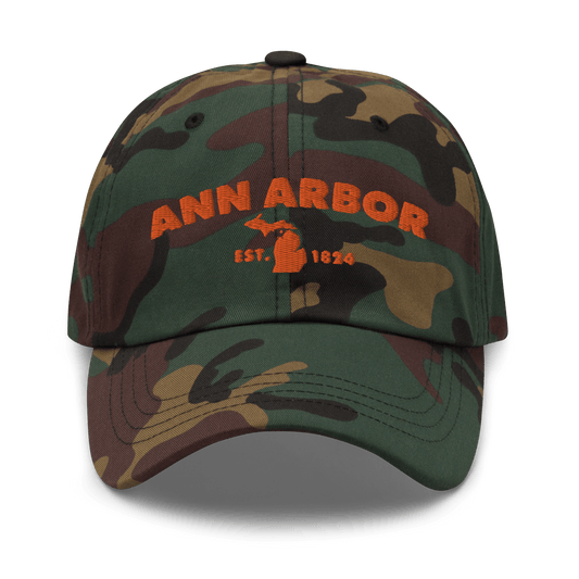 'Ann Arbor EST. 1824' Camouflage Cap (Geometric Sans Font)