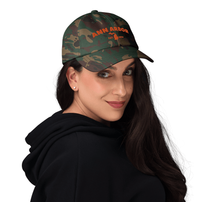 'Ann Arbor EST. 1824' Camouflage Cap (Geometric Sans Font)