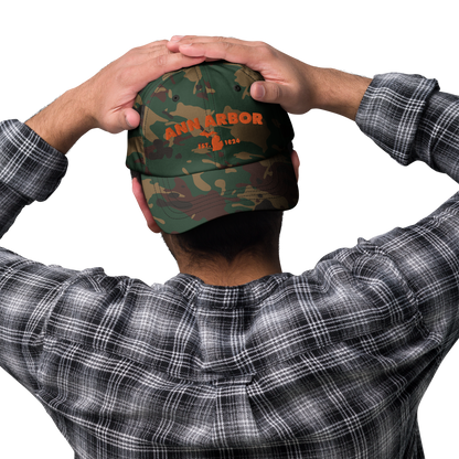 'Ann Arbor EST. 1824' Camouflage Cap (Geometric Sans Font)