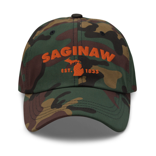 'Saginaw EST. 1835' Camouflage Cap (Geometric Sans Font)