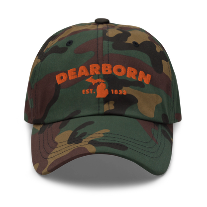 'Dearborn EST. 1833' Camouflage Cap (Geometric Sans Font)