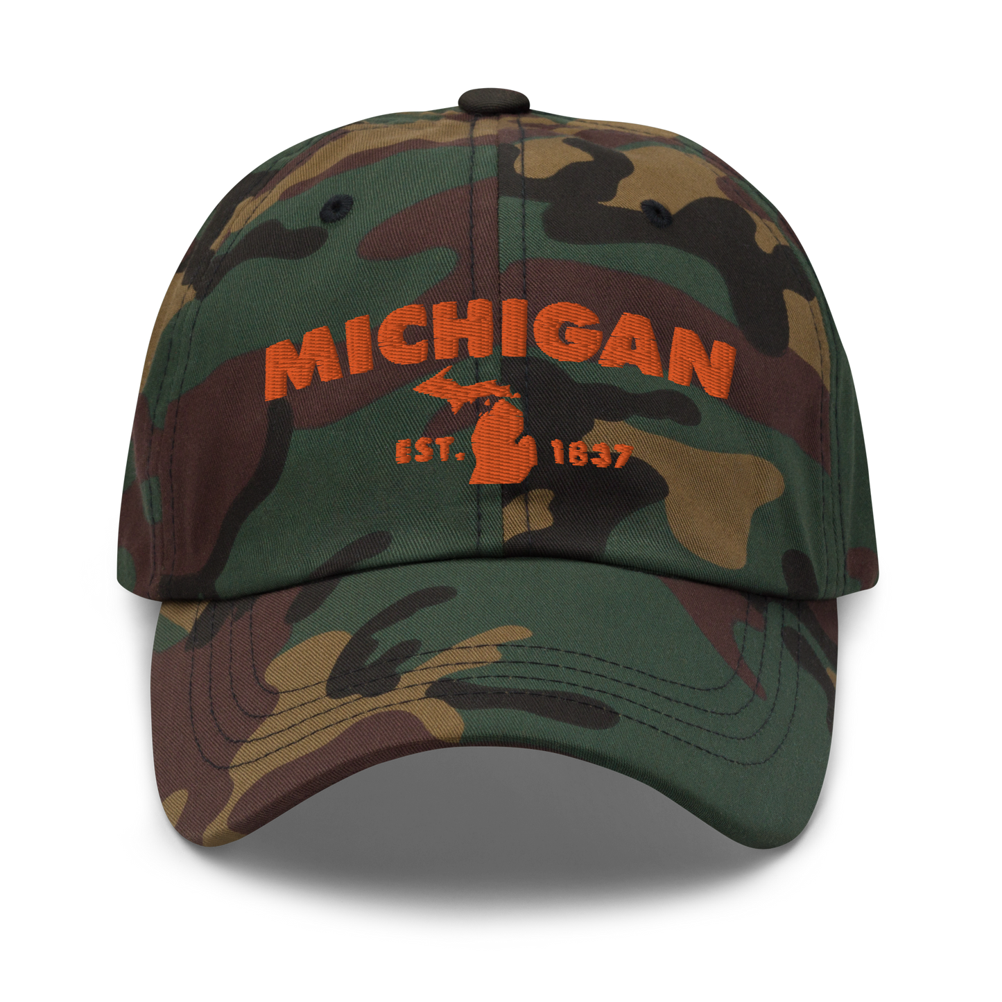 'Michigan EST. 1837' Camouflage Cap (Geometric Sans Font)