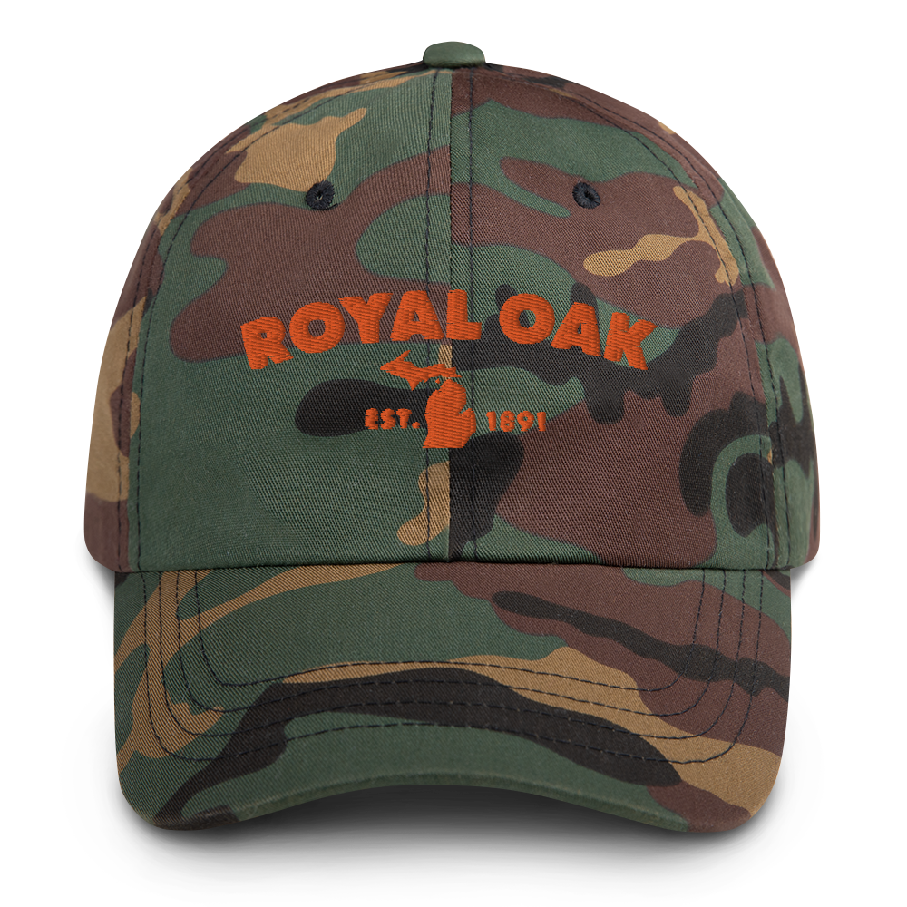 'Royal Oak EST. 1891' Camouflage Cap (Geometric Sans Font)