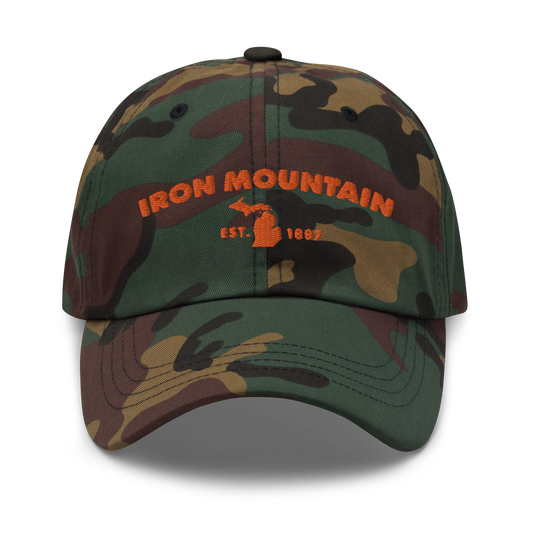 'Iron Mountain EST. 1887' Camouflage Cap (Geometric Sans Font)