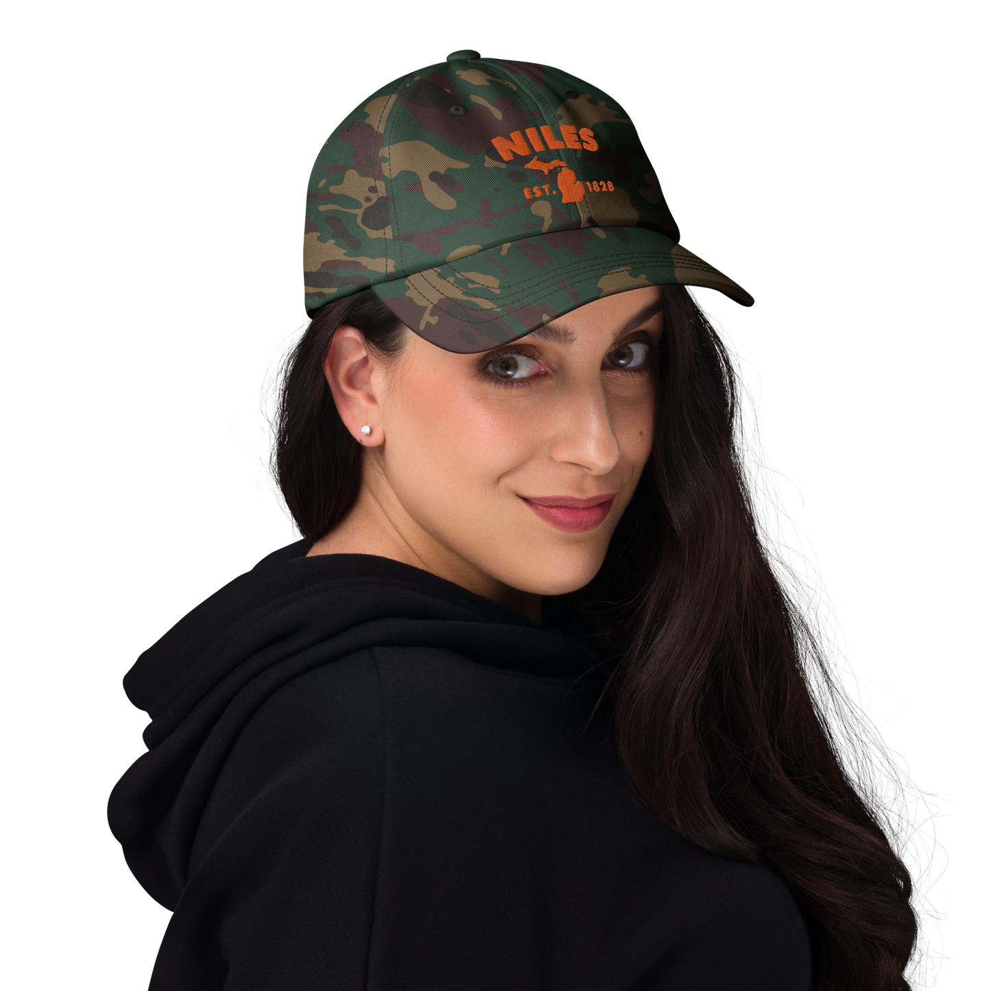 'Niles EST. 1828' Camouflage Cap (Geometric Sans Font)