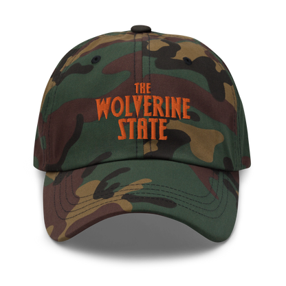 Michigan 'The Wolverine State' Camouflage Cap (Vicious Mustelid Font)