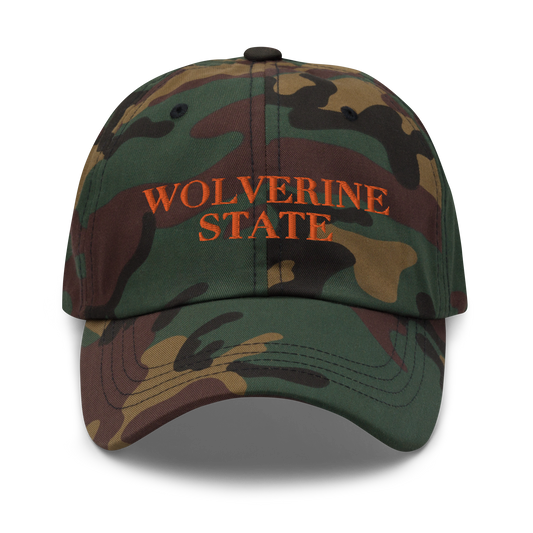 Michigan 'Wolverine State' Camouflage Cap (Didone Font)