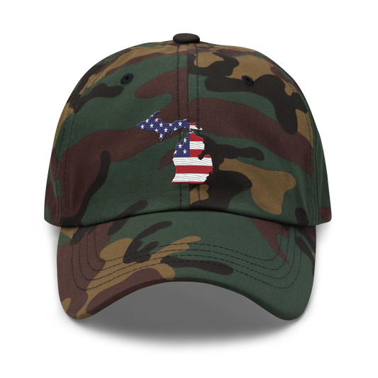 State of Michigan Camouflage Cap (w/ USA Flag Outline)