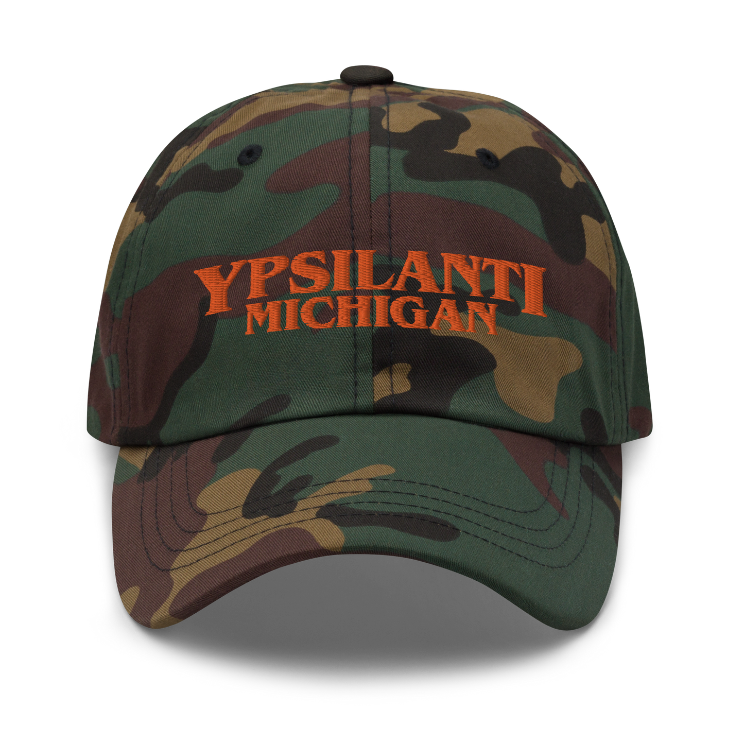 'Ypsilanti Michigan' Camouflage Cap (1980s Drama Parody)