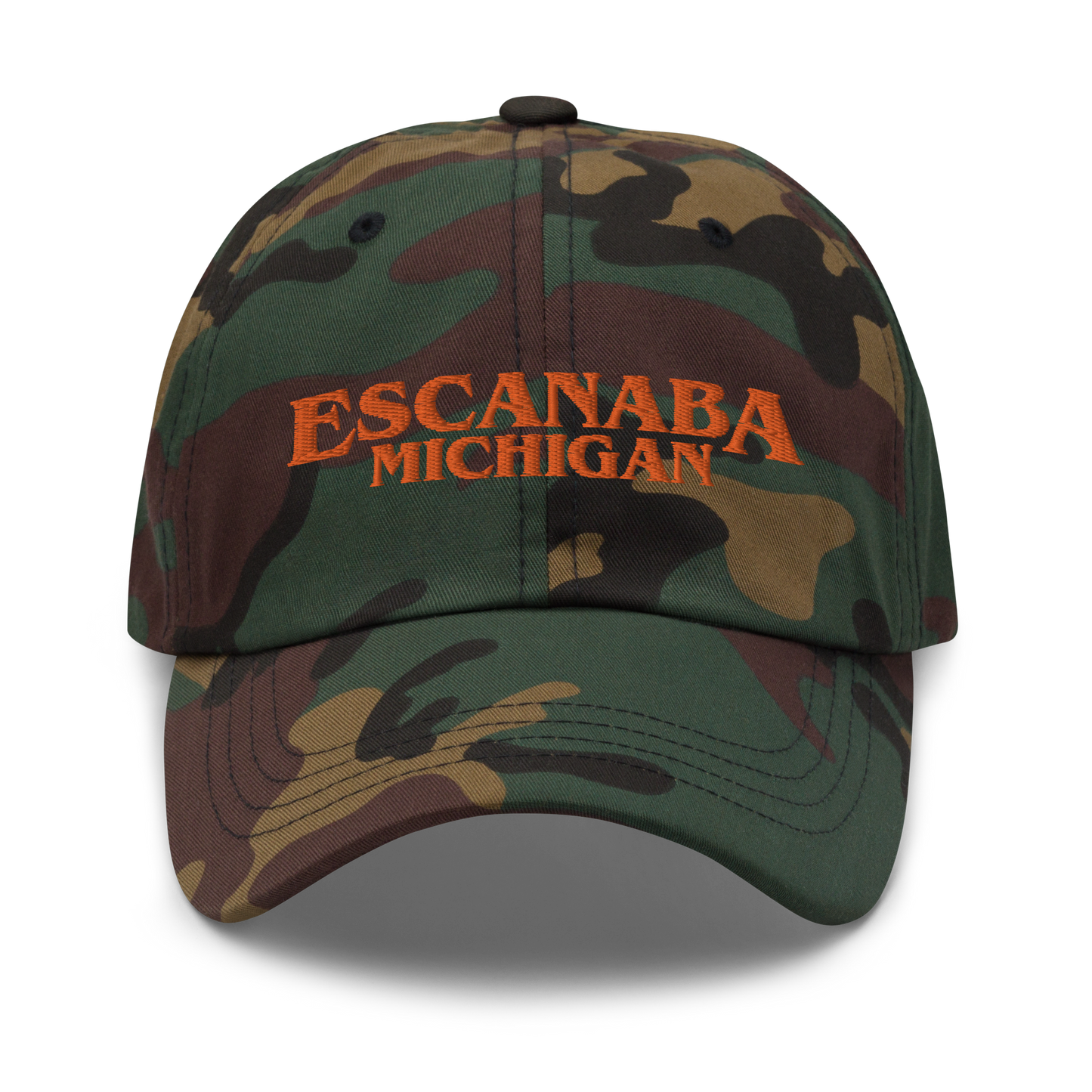 'Escanaba Michigan' Camouflage Cap (1980s Drama Parody)