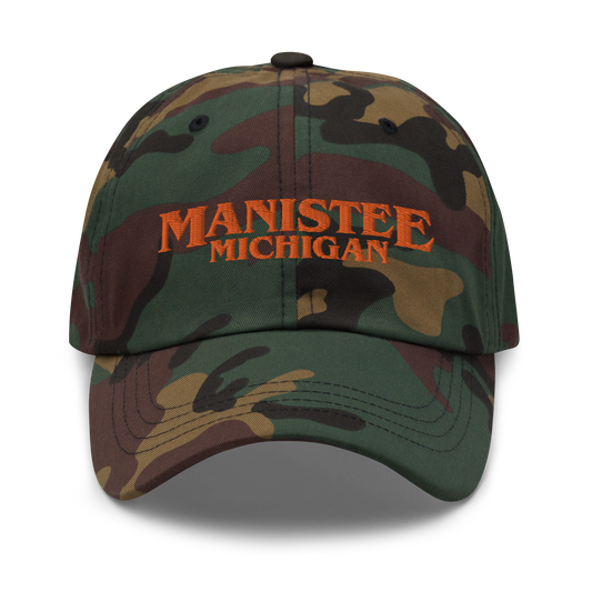 'Manistee Michigan' Camouflage Cap (1980s Drama Parody)