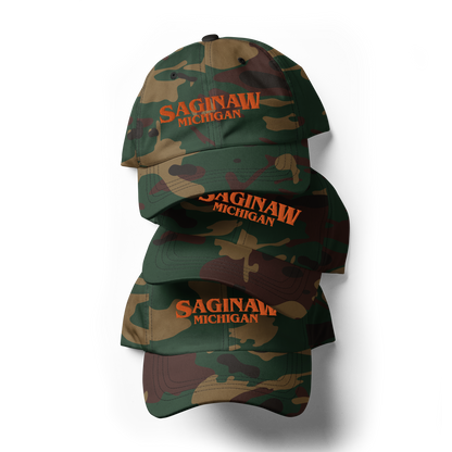 'Saginaw Michigan' Camouflage Cap (1980s Drama Parody)