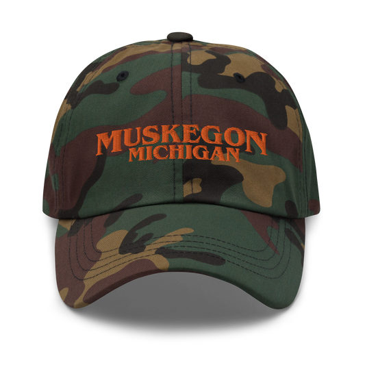 'Muskegon Michigan' Camouflage Cap (1980s Drama Parody)