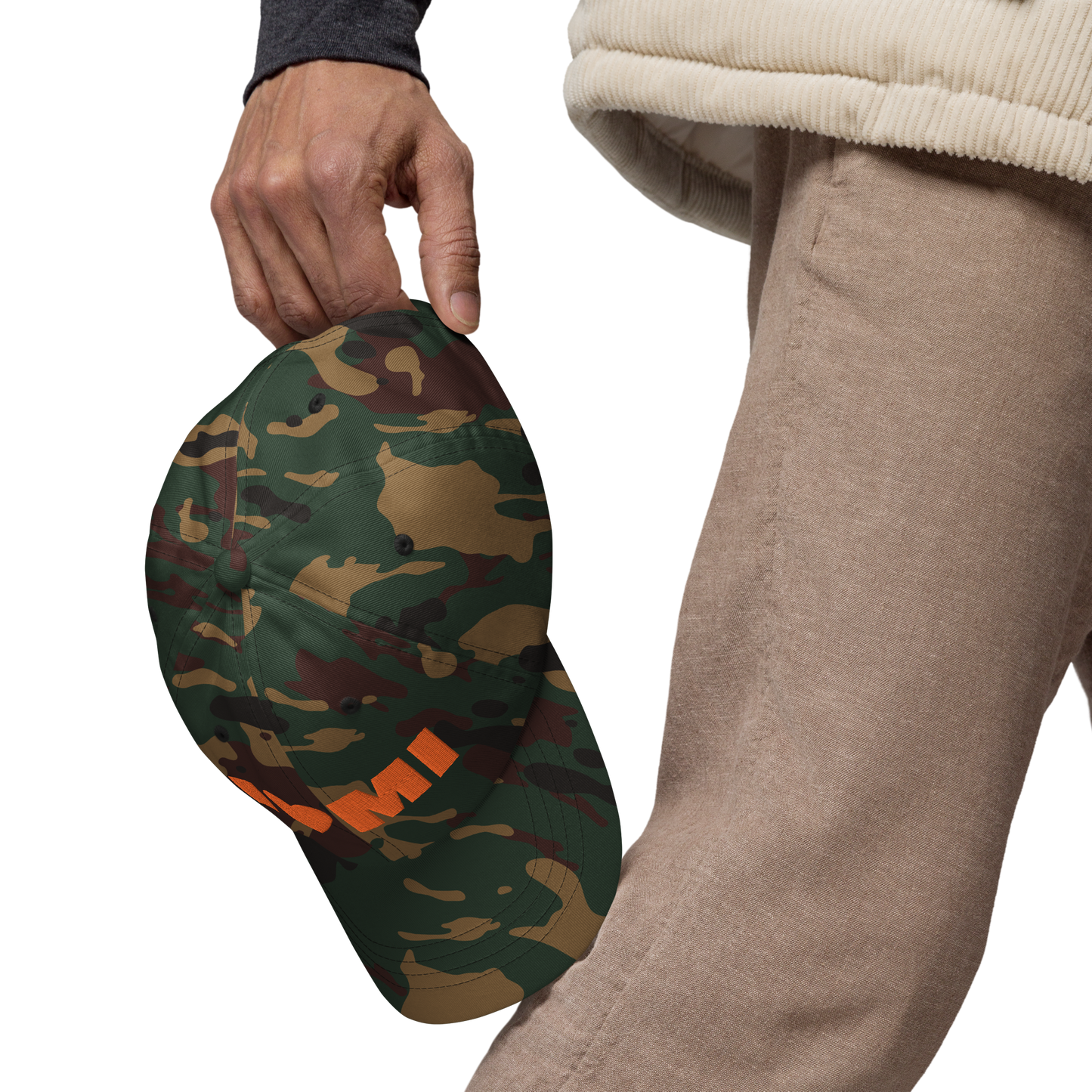 Michigan 'I 🧡 MI' Camouflage Cap (Oleaceous Font)