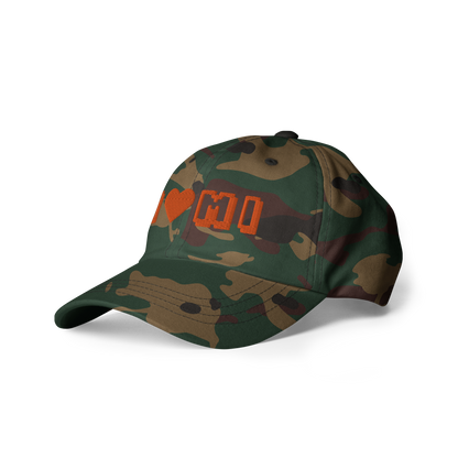 Michigan 'I 🧡 MI' Camouflage Cap (Arcade Font)