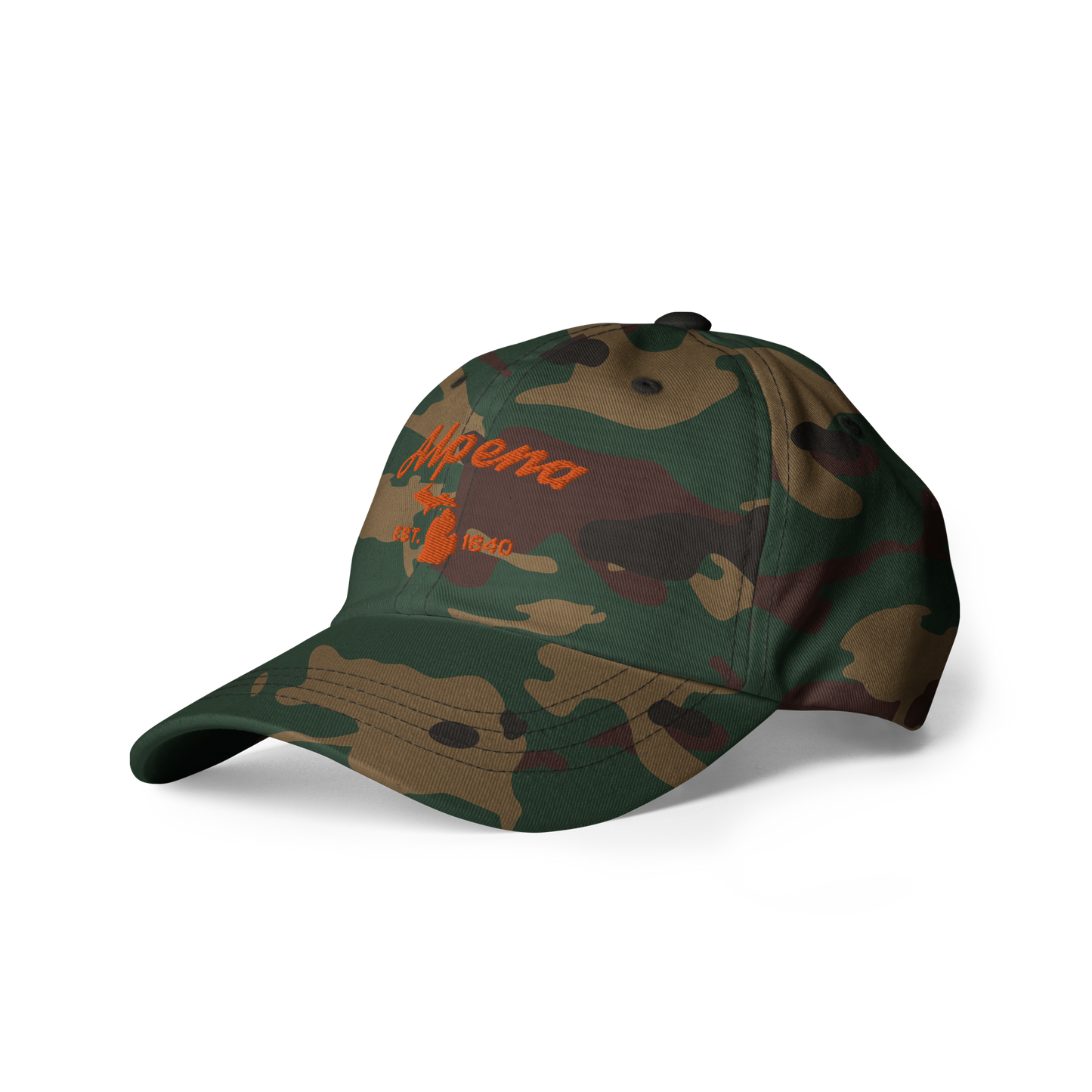 'Alpena EST. 1840' Camouflage Cap (Script Font)