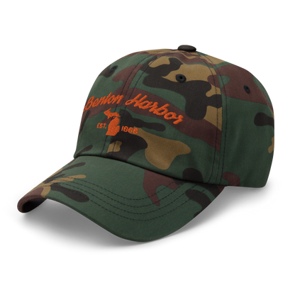 'Benton Harbor EST. 1866' Camouflage Cap (Script Font)