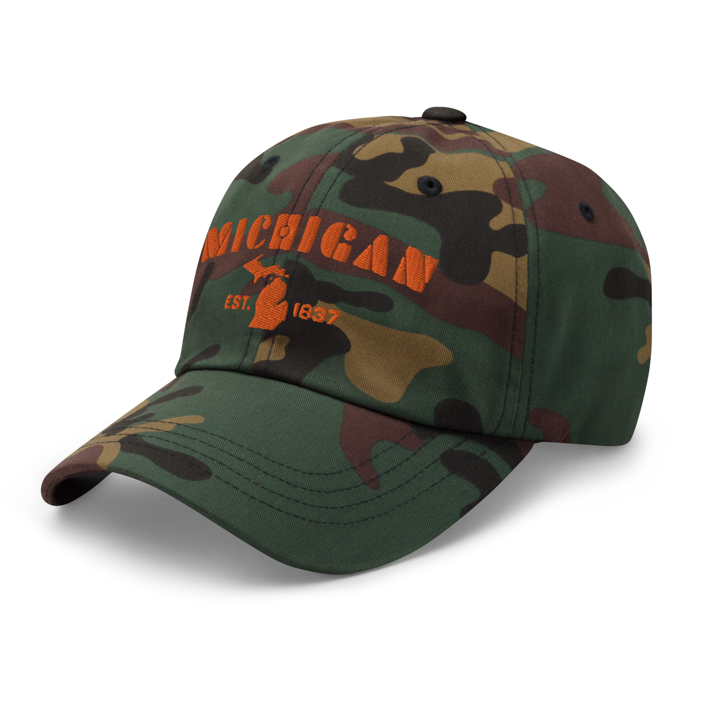 'Michigan EST. 1837' Camouflage Cap (Art Deco Font)