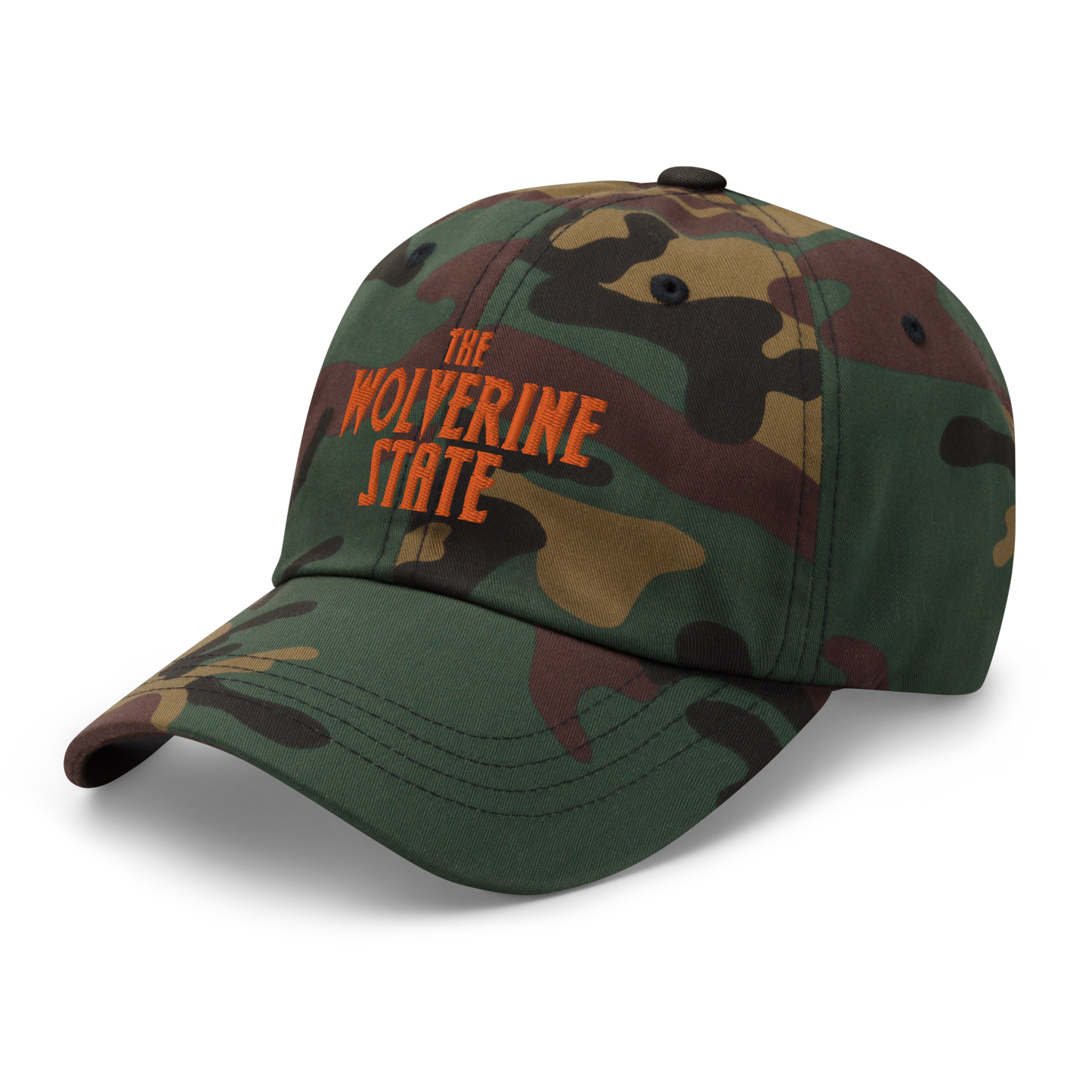 Michigan 'The Wolverine State' Camouflage Cap (Vicious Mustelid Font)