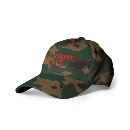 Michigan 'Wolverine State' Camouflage Cap (Didone Font)