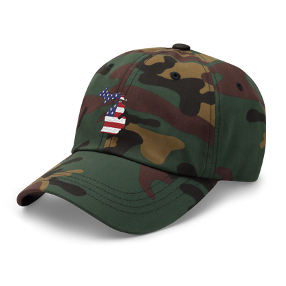 State of Michigan Camouflage Cap (w/ USA Flag Outline)