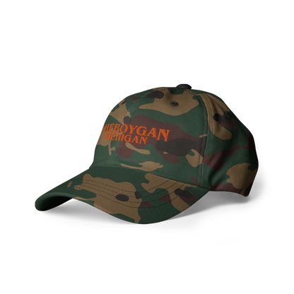 'Cheboygan Michigan' Camouflage Cap (1980s Drama Parody)