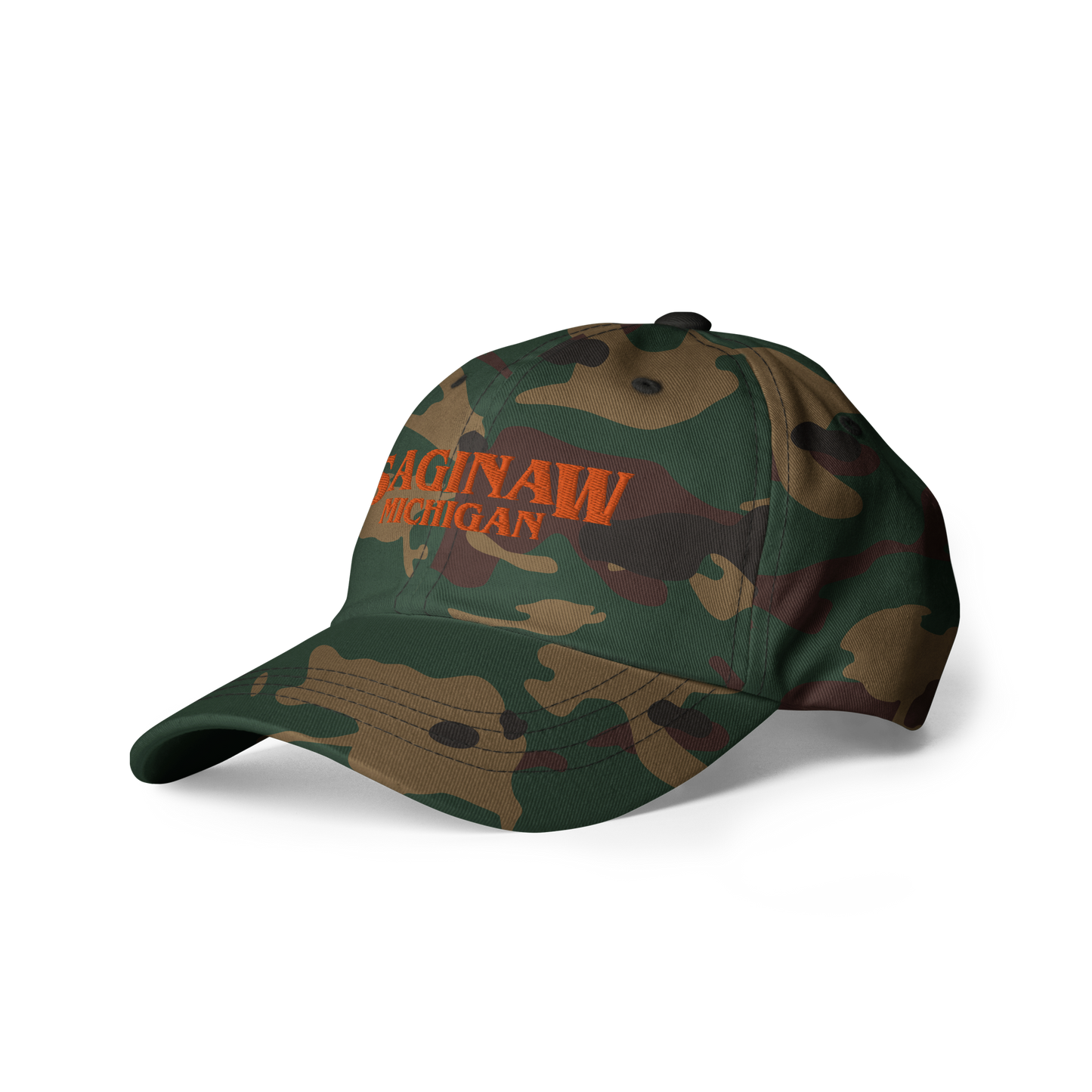 'Saginaw Michigan' Camouflage Cap (1980s Drama Parody)