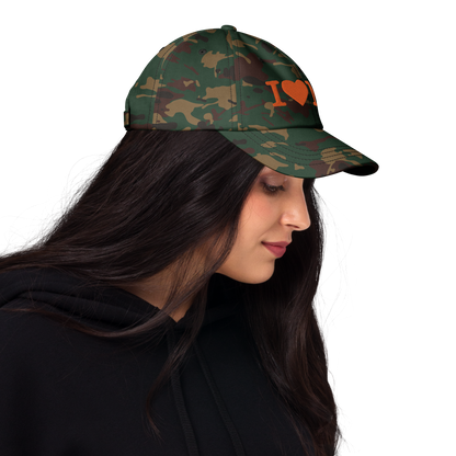 Michigan 'I 🧡 MI' Camouflage Cap (Typewriter Font)