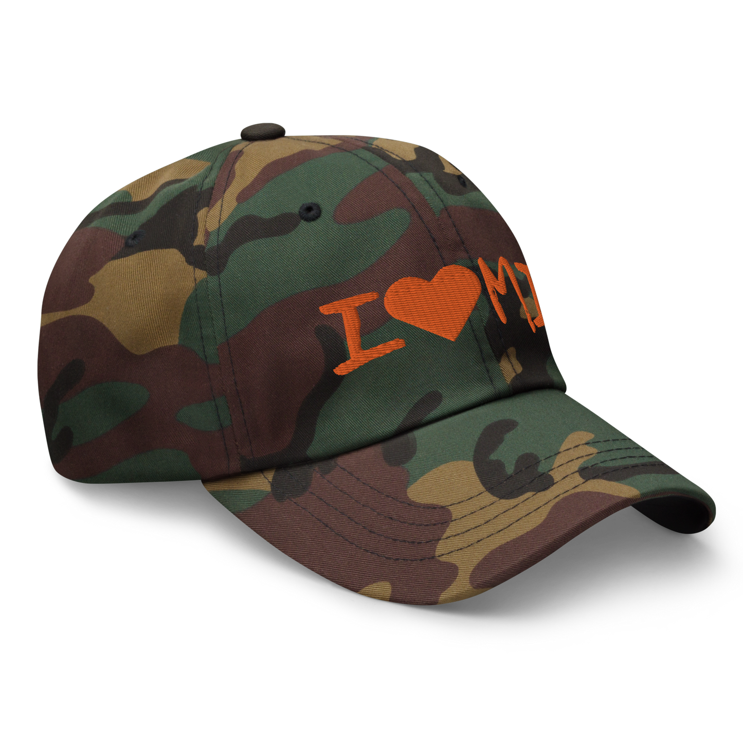 Michigan 'I 🧡 MI' Camouflage Cap (Brush Font)