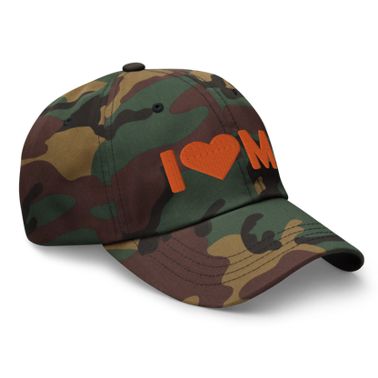 Michigan 'I 🧡 MI' Camouflage Cap (Rounded Swiss Font)