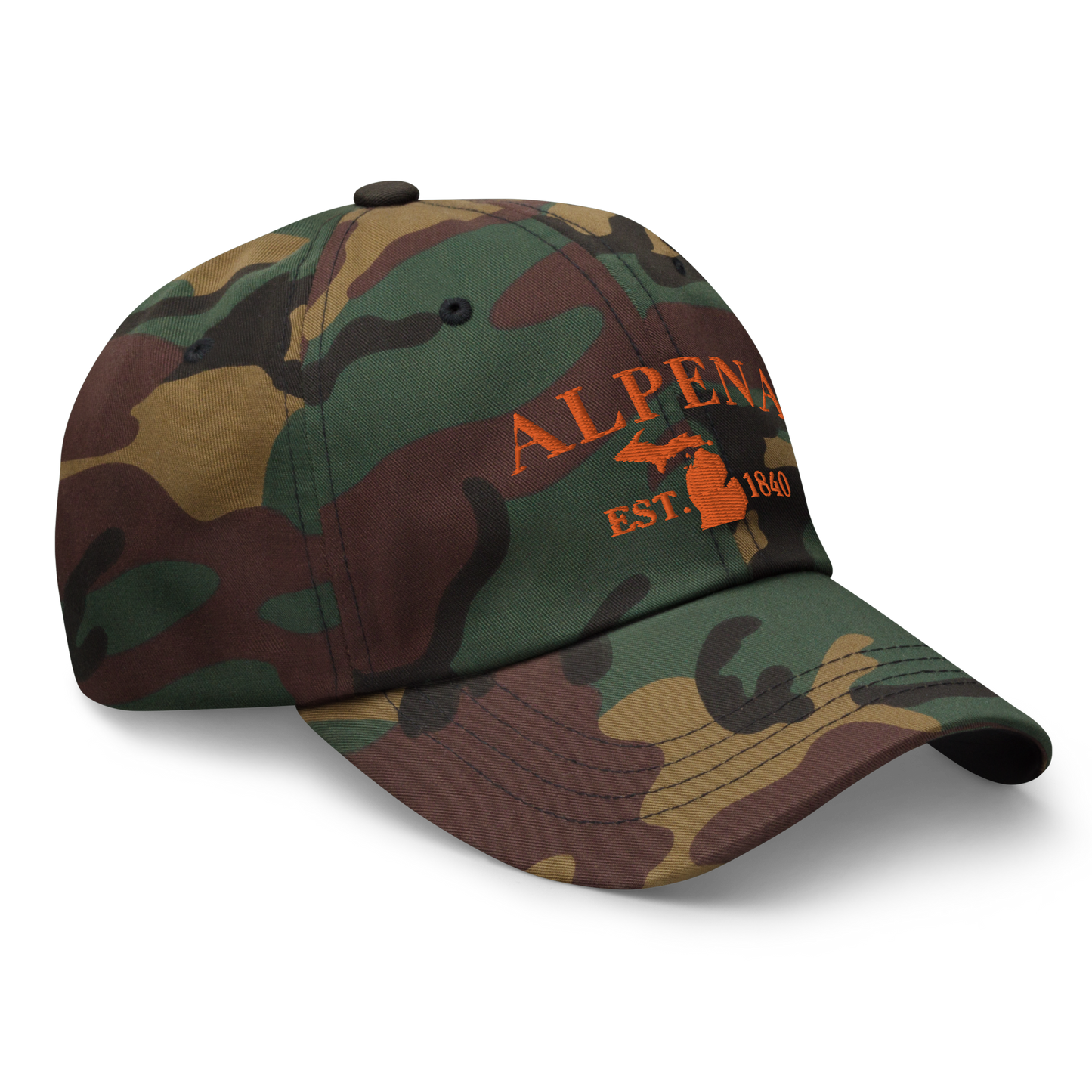 'Alpena EST. 1840' Camouflage Cap (Didone Font)