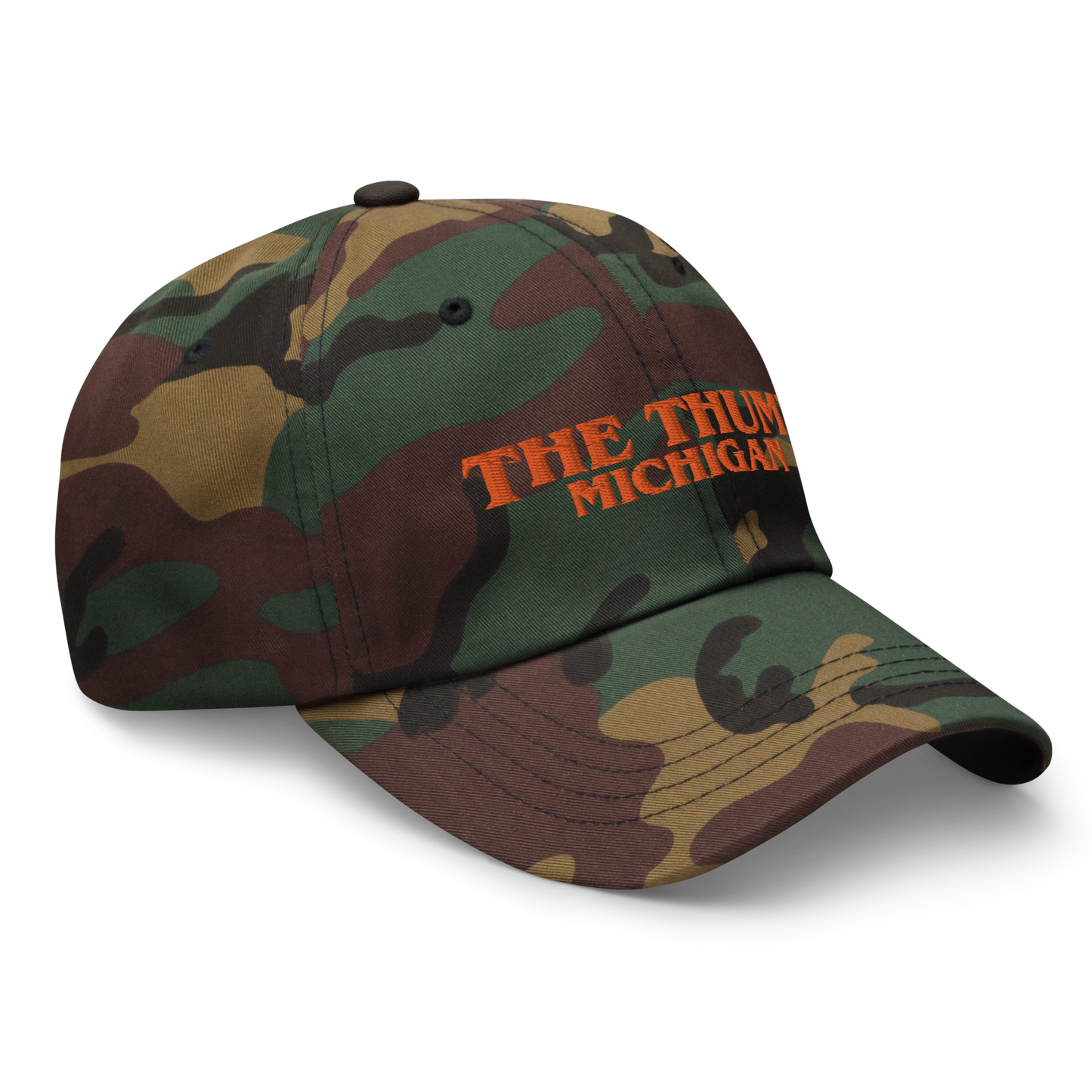 'The Thumb Michigan' Camouflage Cap (1980s Teen Drama Parody)