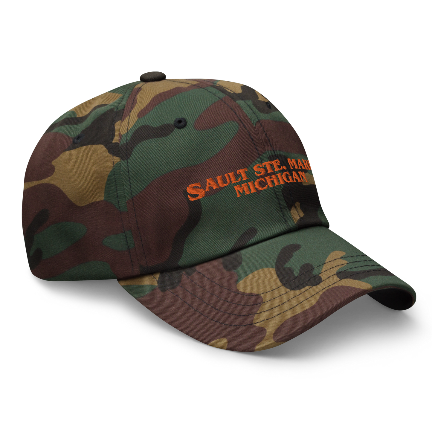 'Sault Ste. Marie Michigan' Camouflage Cap (1980s Drama Parody)