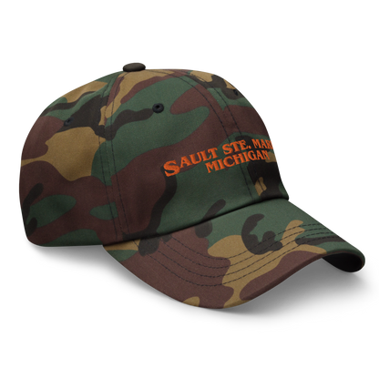 'Sault Ste. Marie Michigan' Camouflage Cap (1980s Drama Parody)