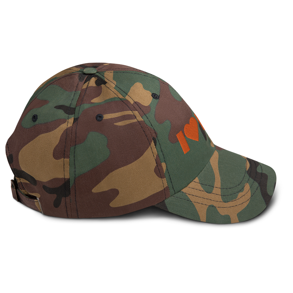 Michigan 'I 🧡 MI' Camouflage Cap (Oleaceous Font)