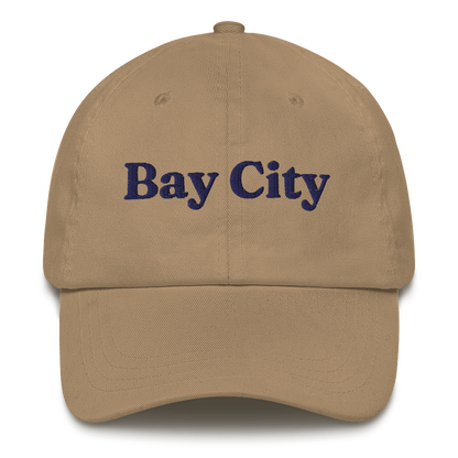 'Bay City' Dad Hat | White/Navy Embroidery