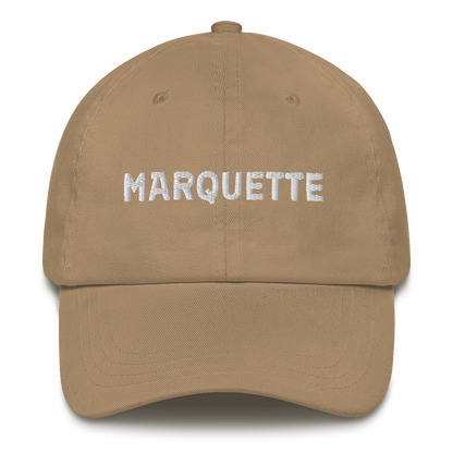 'Marquette' Dad Hat | White/Navy Embroidery