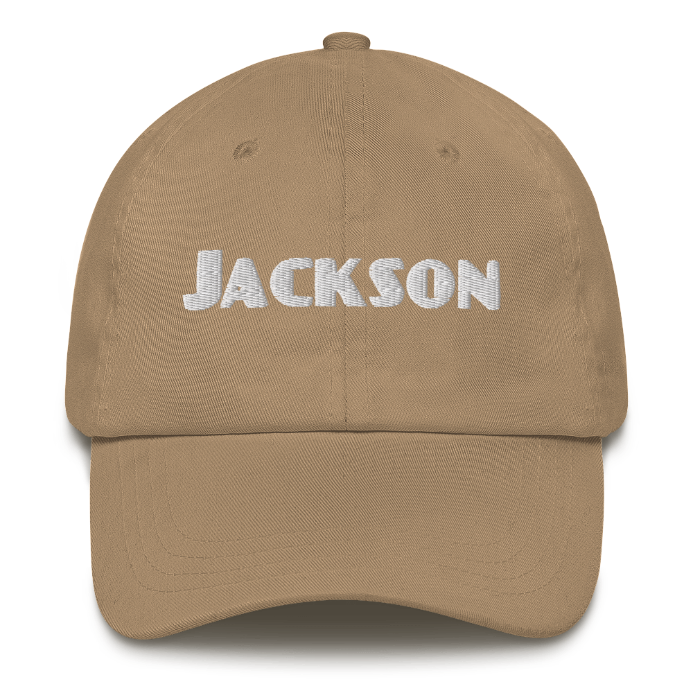 'Jackson' Dad Hat | White/Black Embroidery