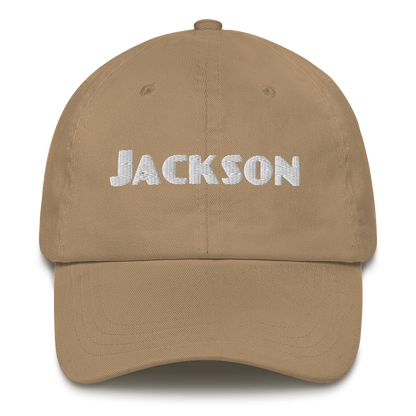 'Jackson' Dad Hat | White/Black Embroidery