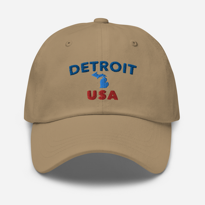 'Detroit USA' Dad Hat (w/ Michigan Outline)