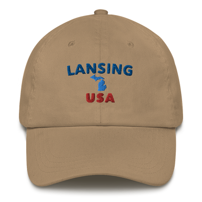 'Lansing USA' Dad Hat (w/ Michigan Outline)