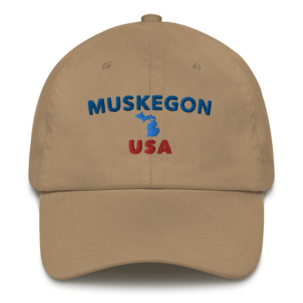 'Muskegon USA' Dad Hat (w/ Michigan Outline)