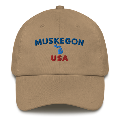 'Muskegon USA' Dad Hat (w/ Michigan Outline)