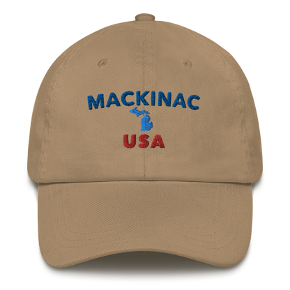 'Mackinac USA' Dad Hat (w/ Michigan Outline)