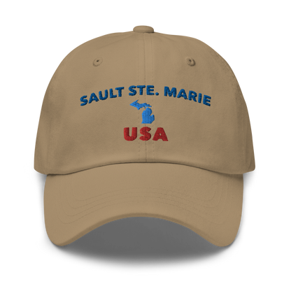 'Sault Ste. Marie USA' Dad Hat (w/ Michigan Outline)