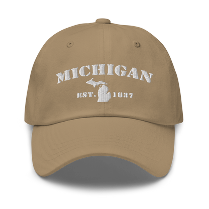 'Michigan EST 1837' Dad Hat (Army Font)