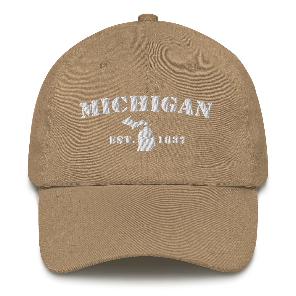 'Michigan EST 1837' Dad Hat (Army Font)