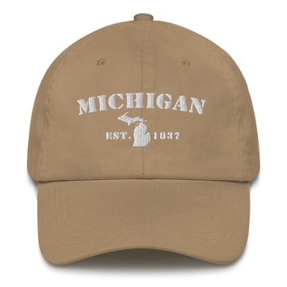 'Michigan EST 1837' Dad Hat (Army Font)